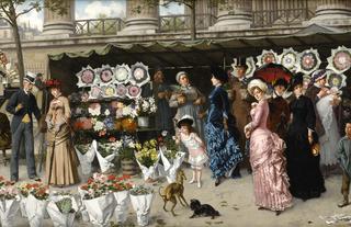 A Flower Market at La Madeleine, Paris