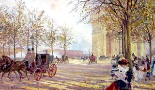 Carriages Near the Arc de Triomphe, Place de l'Etoile
