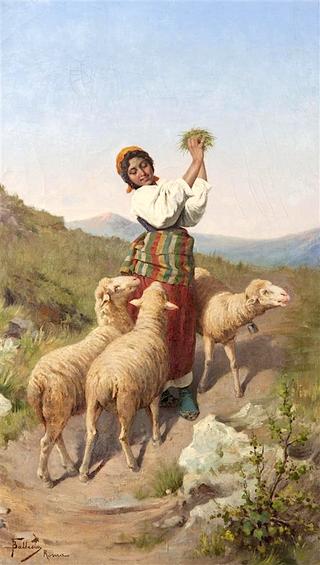 Shepherdess with Sheep