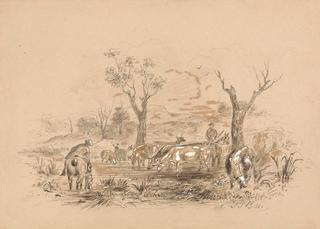 Pastoral Scene with Stockmen and Cattle