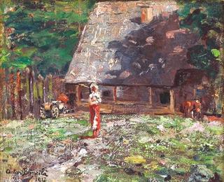 Peasant in front of a House