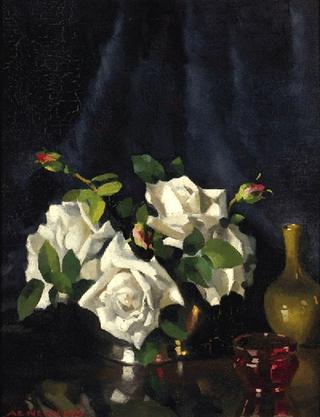 Roses with a Green Flask