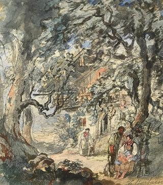 Figures Before a Tyrolean Chalet in a Wooded Landscape
