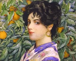 Young Woman by an Orange Tree