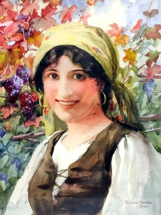 Portrait of a Gypsy Girl amongst Grapevines