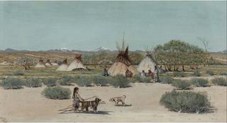 The young dog trainer, Sioux Indian encampment