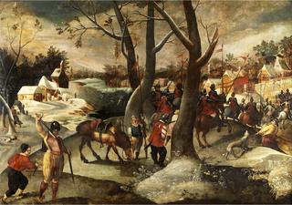 A winter landscape with the Massacre of the Innocents