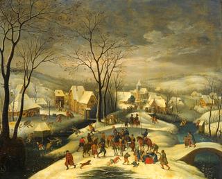 A winter landscape with the Massacre of the Innocents