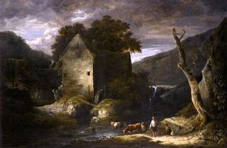 Wooded River Landscape with Drovers