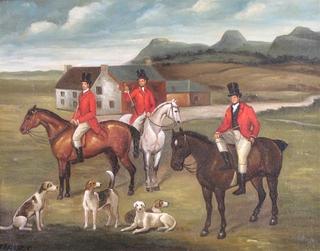 Huntsmen and Hounds by a House on the Coast
