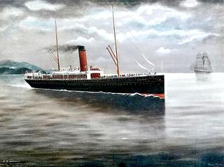 S.S. Mararoa Passing Pencarrow Lighthouse by Moonlight