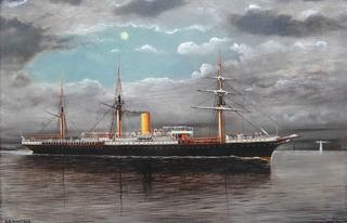 SS Rimutaka Passing the Eddystone, Moonlight