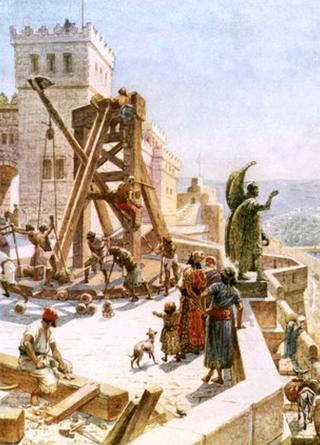 Uzziah erects engines of war on the walls of Jerusalem