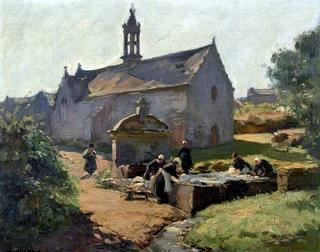 Breton Washerwomen at a Sunlit Trough