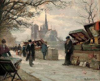 Selling antiques by the Seine, Notre Dame beyond