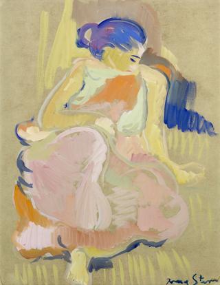 Reclining Woman Wearing a Pink Dress