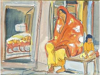 Mother and Child Seated at an Open Door