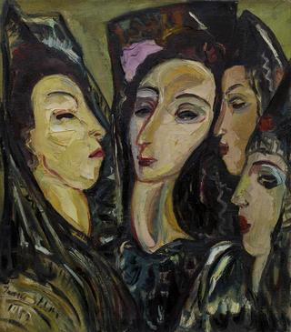 Four Spanish Ladies Wearing the Mantilla