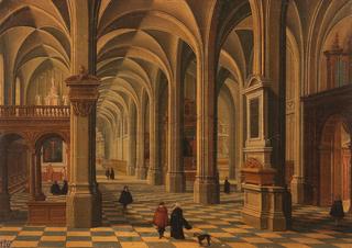 Interior of a Gothic Church with Figures