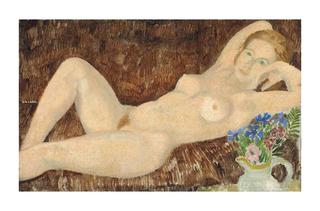Reclining Nude with Flowers