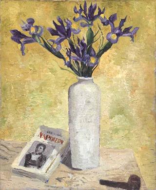 Iris in a Tall Vase