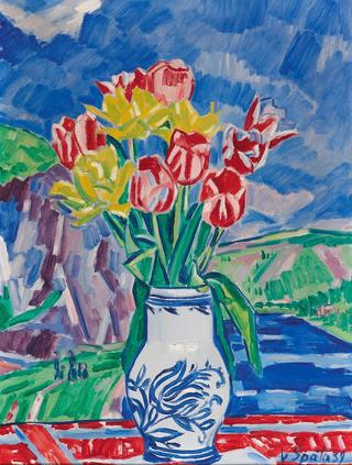 A Bouquet of Tulips in a Landscape