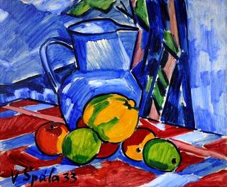 Still Life with Apples and Blue Jug