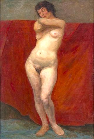 Nude on a Red Curtain