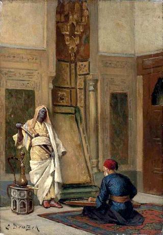 A Musician and a Guardsman in an Oriental Interior