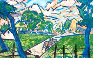 Blue Landscape with Horse Carriage