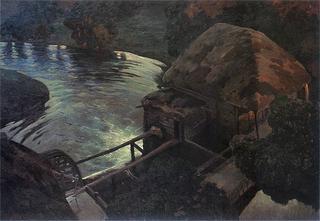 Mill at night