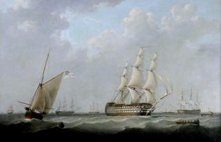 “不列颠尼亚”号母舰和舰队在汉普郡斯皮特黑德附近的分队