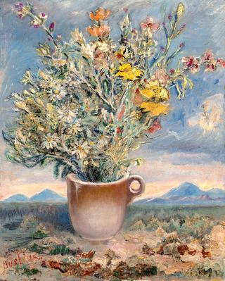 Vase of Flowers in a Landscape