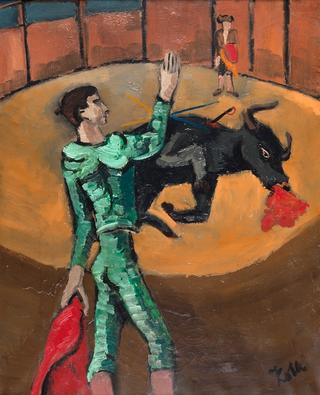 Arena with Bullfighter and Dying Bull