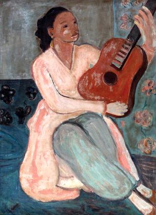 Young Woman Playing a Guitar