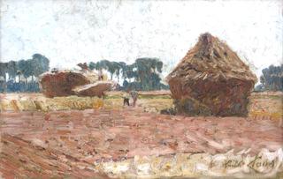 Summer Landscape Animated with Figures near Haystacks