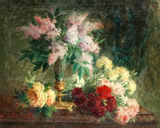 An Arrangement of Lilacs, Roses and Carnations