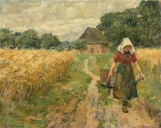 Farmer's wife on a dirt path