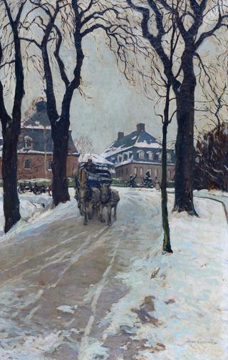 Horse Cart in the Snow near Schloss Arolsen