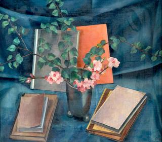 Still Life with Books and Flowers
