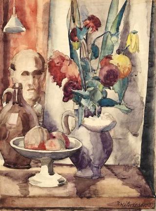 Still Life with Flower Vase and Fruit Bowl