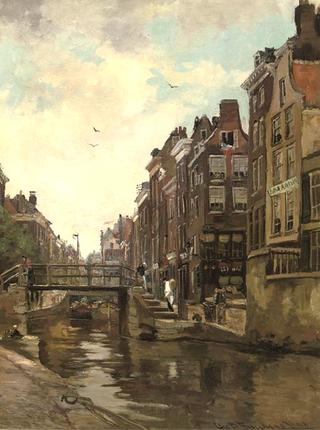 Delfsche Vaart, Rotterdam, daily activities along a Dutch canal,