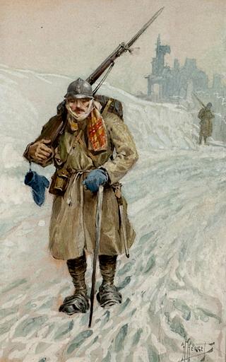 Winter Scene with Soldiers