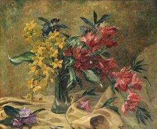 Flowers in a Vase on a Table