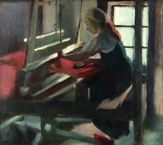 Girl at a Weaving Loom