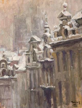 Brussels and Sainte-Gudule in the Snow