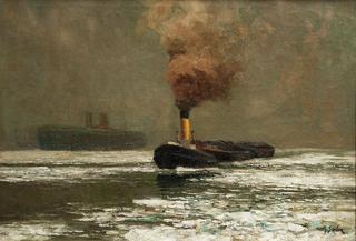 Ships on the Frozen Elbe