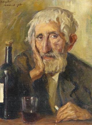 Old Spaniard Drinking Wine
