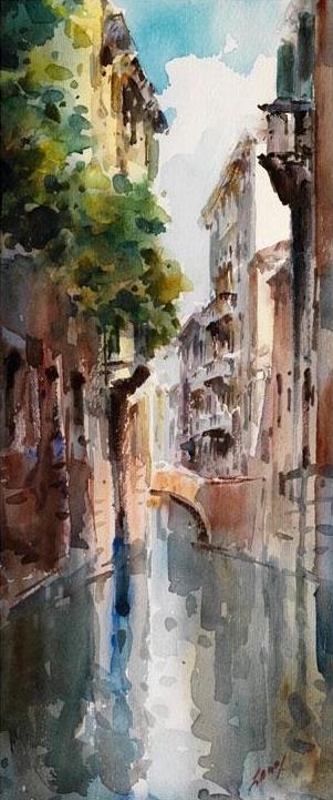 Venetian Canal Scene (one of a pair)