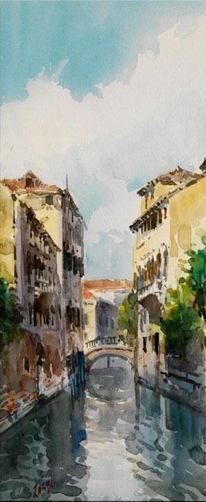 Venetian Canal Scene (one of a pair)